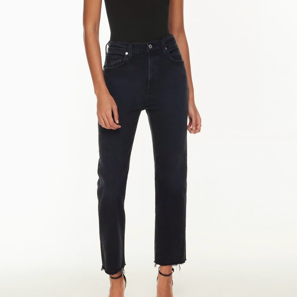 Citizens Of Humanity Daphne Crop Straight Ankle Jeans - Washed Black, 26
